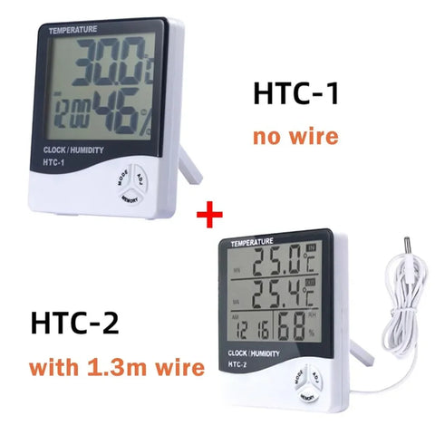 1/2Pcs HTC-1 HTC-2 LCD Electronic Humidity Meter Smart Electric Digital Hygrometer Thermometer Weather Station Clocks Outdoor