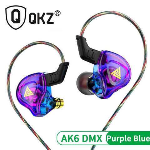 Original QKZ AK6 ARES/DMX/AKX Earphones HIFI Heavy Bass In Ear Monitor Wired Headphones With Mic Noise Cancell Sport Game Music