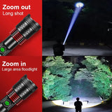 20000000LM Most Powerful LED Flashlight USB Rechargeable Lamp 900W LED Flashlights Super Bright Zoomable Torch Long Shot 4000M