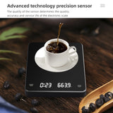 Electronic Timing Coffee Scale 3kg 0.1g Smart Drip Coffee Scales Type-C Charging Coffee Weight with Timer Kitchen Weighing Tools