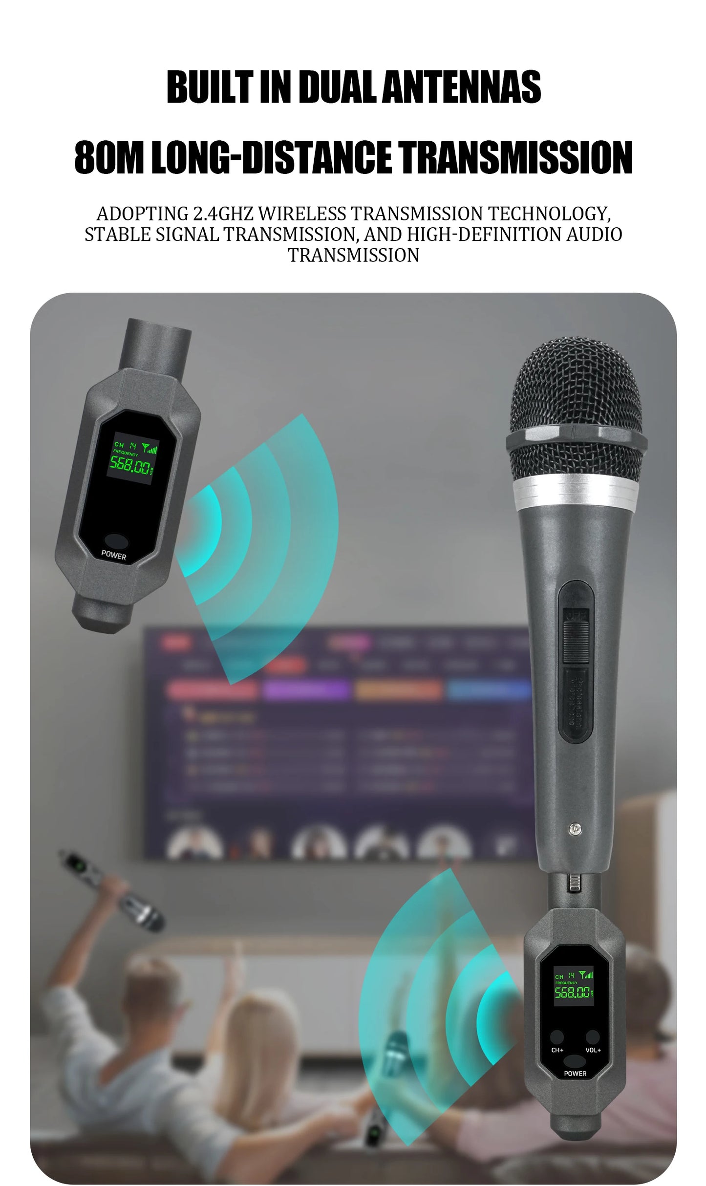 Wireless Microphone System XLR Mic Converter Adapter UHF Automatic Transmitter Setup For Condenser Dynamic Mic