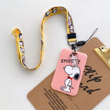 Anime Snoopy Student Campus Card Cover Document Id Bus Bank Access Control Card Case Accessory Hanging Rope Cute Children Gifts