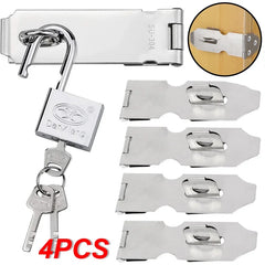 1/4PCS Stainless Steel Door Hasps Anti Theft Hasp Staple Shed Latch Box Gift Suitcase Wood Cabinet Home Lever Clasp Buckle