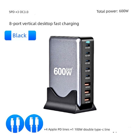 Multi-Port USB Charger Porous Socket Fast Charging Plug for Huawei Xiaomi Interface Multi-Function High-Power Desktop Studio Power Strip Socket Integrated Universal Charging Pile Station Mobile Phone Neutral