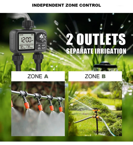 Newest 2-outlet Digital Water Timer Independent Programming Control Adjustable Sprinker Easy Installation Garden Lawn Irrigate