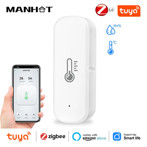 Tuya Smart Zigbee Temperature And Humidity Sensor Smart Home Thermometer Monitor smart life Compatible With Voice Control Alexa