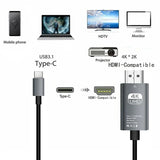 4K 60Hz NO Delay HD Video Conversion Cable Type c To HDMI-Compatible Screen TV Computer 2 Meters Screen Projection Alloy Cable