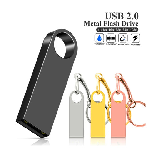 Metal USB Flash Drive 32GB 64GB 128GB Pen Drive High Speed 4G 8G 16G U Disk Pendrive USB device With Key Ring Gift