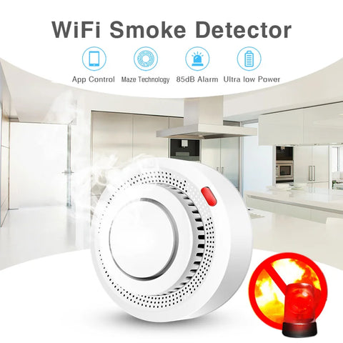 Tuya WiFi Smoke Alarm Fire Protection Smoke Detector Smoke house Combination Fire Alarm Home Security System Firefighters