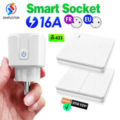 Smart Home Wireless Remote Control Socket Switch 16A EU FR Plug Electrical Outlet for Remote ON OFF Household Appliance/Light