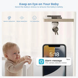 Baby Monitor with 2K HD Resolution, Pan-Tilt-Zoom Video Baby Monitor Camera, 5'' LCD Screen & App Control, Night Vision, Cry and