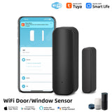 Tuya WiFi or Zigbee Window Door Sensor Battery Power Smart Home Security Alarm System Voice Control