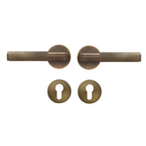 Dooroom Brass Door Lever Set Knurled Privacy Passage Dummy Thumbturn Lock Handle Set Knurled Hardware