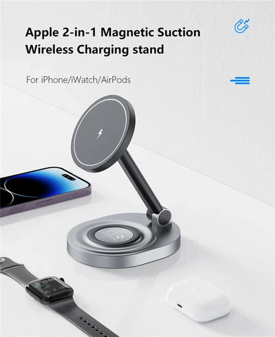 3 In 1 Foldable Wireless Charger Stand Pad Fast Magnetic Charging Station Dock for iPhone 15 14 13 12 Pro Max Mini Airpods 3/2