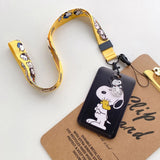 Anime Snoopy Student Campus Card Cover Document Id Bus Bank Access Control Card Case Accessory Hanging Rope Cute Children Gifts