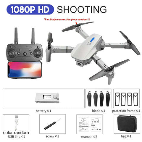 2024 E88Pro RC Drone 4K Professinal With 1080P Wide Angle HD Camera Foldable Helicopter WIFI FPV Height Hold Gift Toy