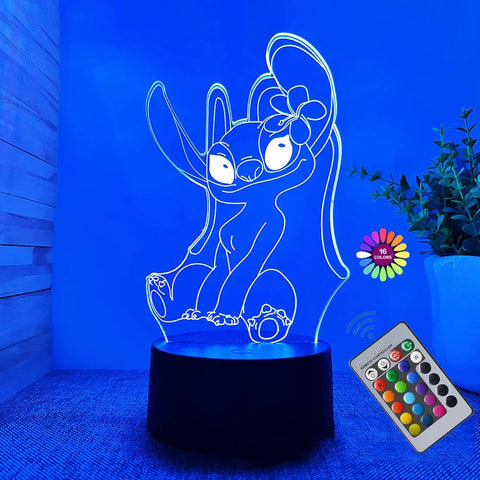 3D Illusion Stitch Night Light with Remote Control and Smart Touch Room Decor Lamp Birthday Valentine's Day Christmas Gifts