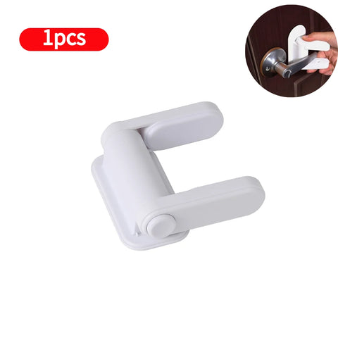 Universal Door Lever Lock Child Baby Safety Lock Rotation Proof Professional Door Adhesive Security Latch Multi-functional