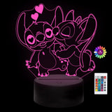 3D Illusion Stitch Night Light with Remote Control and Smart Touch Room Decor Lamp Birthday Valentine's Day Christmas Gifts