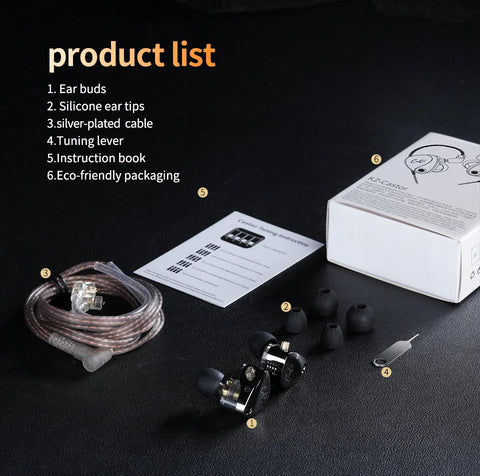 NEW KZ Castor In Ear HiFi Earphone 2DD Dynamic High-end Tunable balanced armature Earphones Monitor Headphone Cancelling Earbuds