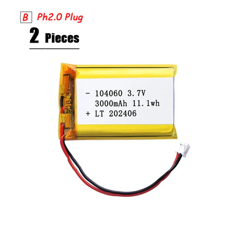 104060 3000mAh 3.7V Polymer Lithium Battery For Humidifiers Gps Navigation Devices Smart Wearable Locator Bluetooth Speaker