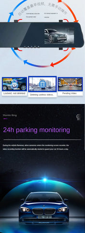 Thin Car Rearview Mirror Tachograph Front and Rear Double Recording 1080p with Reversing Image Single and Double Lens Video