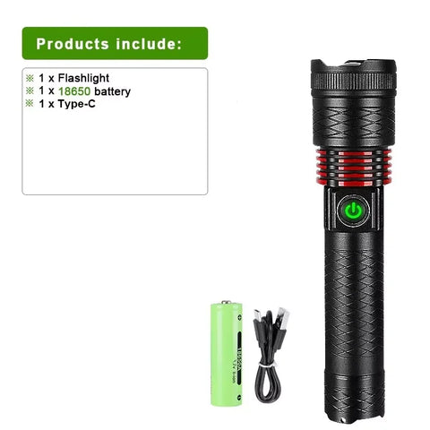 20000000LM Most Powerful LED Flashlight USB Rechargeable Lamp 900W LED Flashlights Super Bright Zoomable Torch Long Shot 4000M