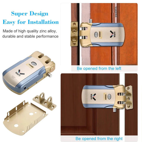 Wafu 019 Remote Control Lock 433Mhz Door lock Invisible Deadbolt Smart Lock With 5 Chrome plated Remote Controller