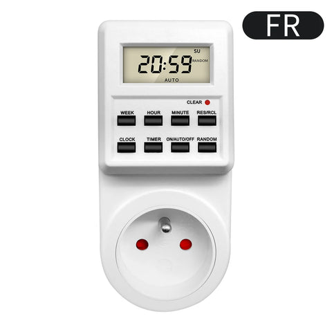 Electronic Digital Timer Switch EU FR BR Plug Kitchen Timers 230V 7 Day12/24 Hour Programmable Control Timing Socket Outlet