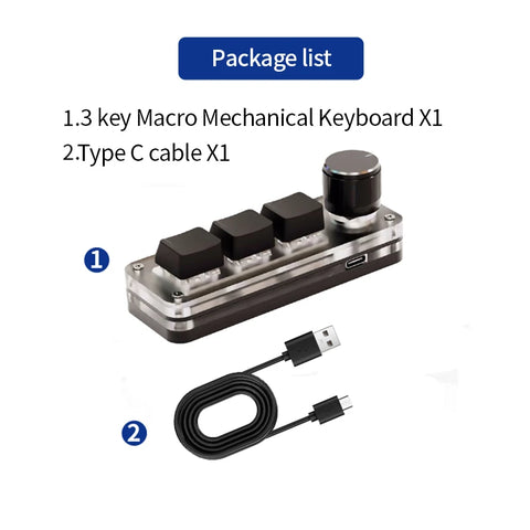 Macropad Macro Mechanical Keyboard RGB Mini Gaming Custom Programming Knob Keypads Red Switch 3 Keys For Photoshop