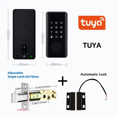 Digital Electronic Door Lock with Smart Fingerprint Password Rfid Card, Tuya Deadbolt Keyless Entry, Digital Biometric Locks