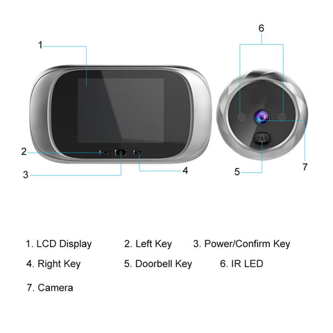 Digital Door Viewer Peephole Door Camera Doorbell 2.8-inch Night Vision Photo Shooting Digital Door Monitoring for Home Security