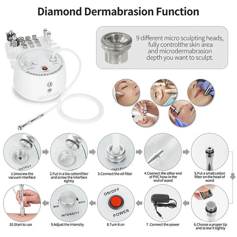 Diamond Microdermabrasion Beauty Machine Vacuum Suction Spray Moisten Exfoliate Skin Peeling Anti Aging Facial Skincare Tool