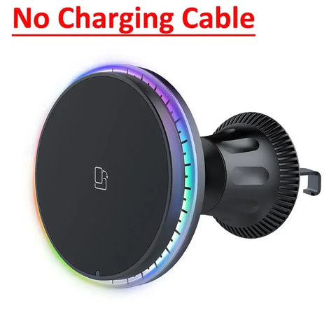 30W Magnetic Car Wireless Charger RGB For iPhone 12 13 14 15 Pro Max Macsafe Car Phone Holder Stand Mount Fast Charging Station