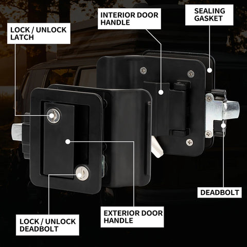 DaierTek RV Trailer Camper Entry Door Lock RV Door Lock Replacement Double Open Door With Deadbolt Computer Key Door Handle