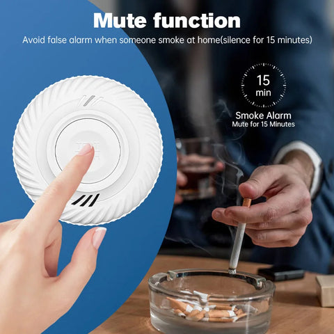 Built-in 10 Year Battery Smoke Detector WiFi Function Tuya Smart Home Parlor Child Room Kitchen Shop Fire Sound Alarm Sensor