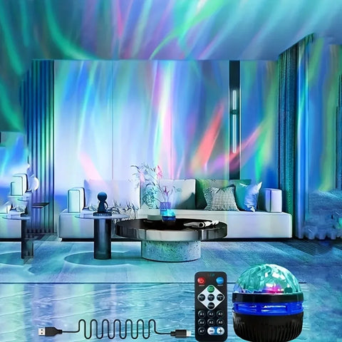 LED Starry Galaxy Projector Light RGB Smart Remote Control Star Aurora Lamp KTV USB Powered Auto Rotating for Home Bedroom Decor