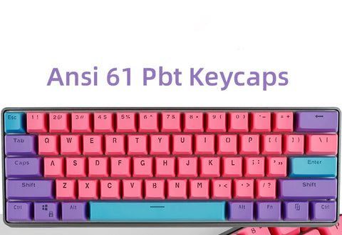 61 Key Set PBT Keycaps Ansi 60% Computer Gamer Mechanical Keyboard Cap Backlight OEM Miami DOLCH GK61 SK61 Anne pro 2 RK61 K617