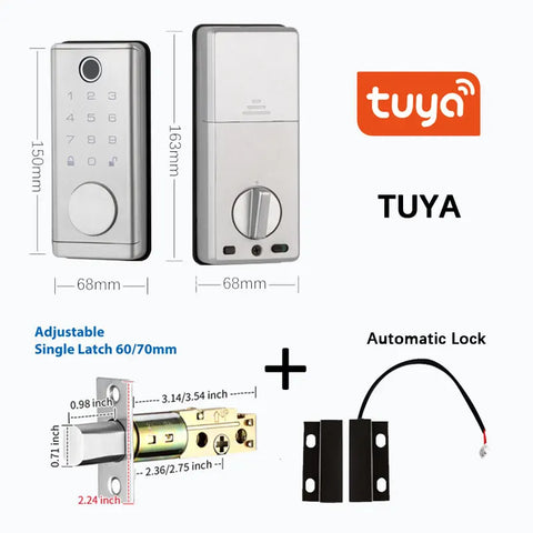 Digital Electronic Door Lock with Smart Fingerprint Password Rfid Card, Tuya Deadbolt Keyless Entry, Digital Biometric Locks