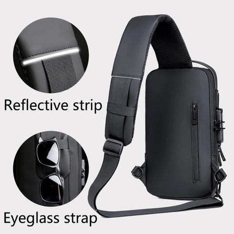 Password Lock Anti-theft Men's Bag Men's Chest Bag Casual Sports Small Backpack Shoulder Crossbody Bag Motorcycle Bag Trendy