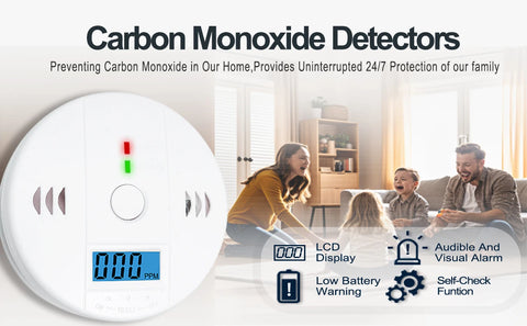 Carbon Monoxide Smoke Detector, CO and Smoke Alarm, Combination CO Alarm,Fire Alarm for Home and Kitchen, 2 in 1