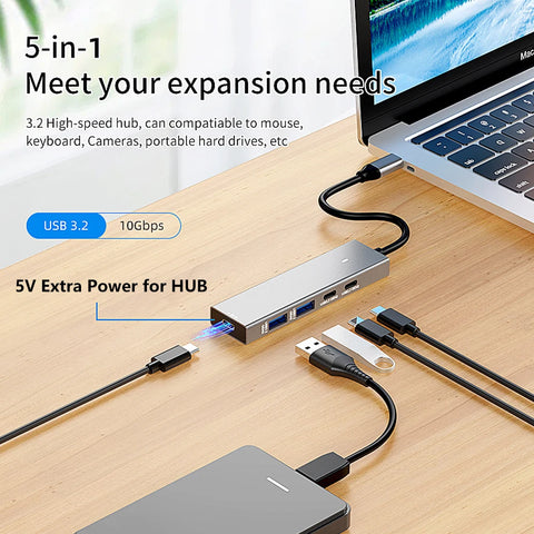 10Gbps 3.2 Gen2 USB C Hub 4-Port  USB Splitter Adapter for Laptop Accessories MacBook Air/Pro IPhone 15/15 Pro/15 Pro Max