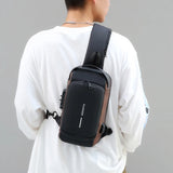 Password Lock Anti-theft Men's Bag Men's Chest Bag Casual Sports Small Backpack Shoulder Crossbody Bag Motorcycle Bag Trendy