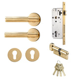 Dooroom Brass Door Lever Set Knurled Privacy Passage Dummy Thumbturn Lock Handle Set Knurled Hardware