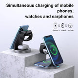 3 In 1 Magnetic Wireless Charger Stand For iPhone 15 14 13 12 Pro Max iWatch AirPods Station Dock MagSafe Fast Charging Station