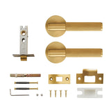 Dooroom Brass Door Lever Set Knurled Privacy Passage Dummy Thumbturn Lock Handle Set Knurled Hardware