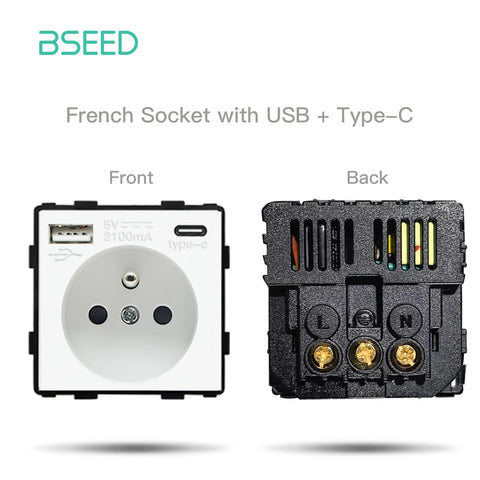 BSEED Mechanical Button Switches TV ST CAT5 RJ45 Plug Type-c USB EU French Power Sockets DIY Function Parts  Free Combination