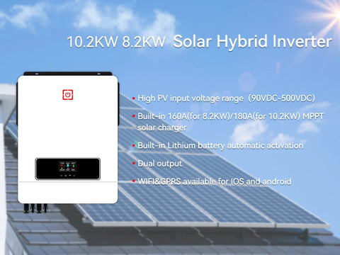 ECGSOLAX 8.2KW 10.2KW Hybrid Solar Inverter 48V 230VA MPPT 160A/180A Charging Controller PV Max 500VDC Pure Sine Wave Inverter