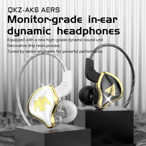 Original QKZ AK6 ARES/DMX/AKX Earphones HIFI Heavy Bass In Ear Monitor Wired Headphones With Mic Noise Cancell Sport Game Music