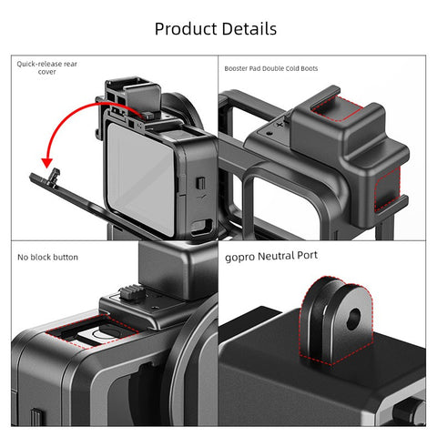 Excellent Basket Gopro12/11/10/9/8/7/6/5 Rabbit Cage Cold Shoe Vlog Dog Cage Hot Shoe Microphone Accessories